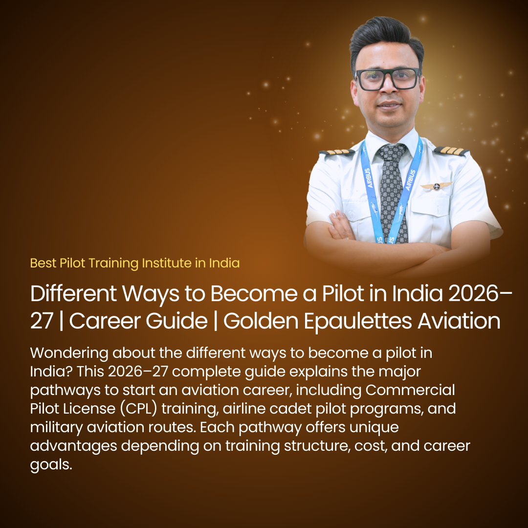 Different Ways to Become a Pilot in India 2026–27 | Career Guide | Golden Epaulettes Aviation
